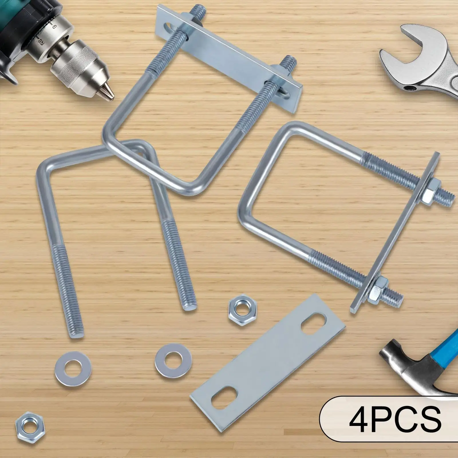 Square U Bolts Heavy Duty Metal Clamp Kit with Plate Nuts Washers for Industrial Tube Trailer Wood