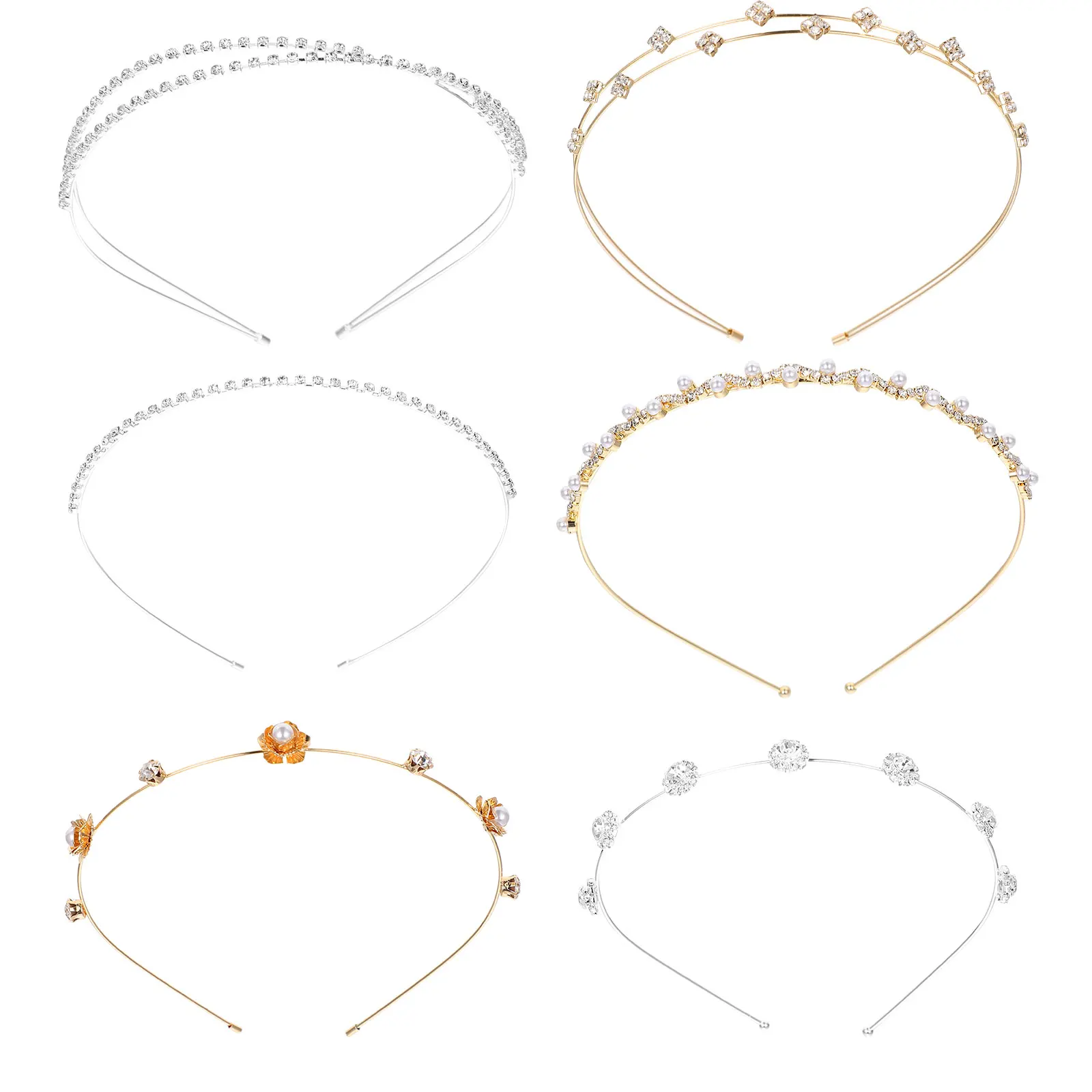 

6pcs Rhinestone Pearl Headbands Strong Durable Elegant Hair Accessories for Party Wedding Ceremony Daily Wear Gift for Women