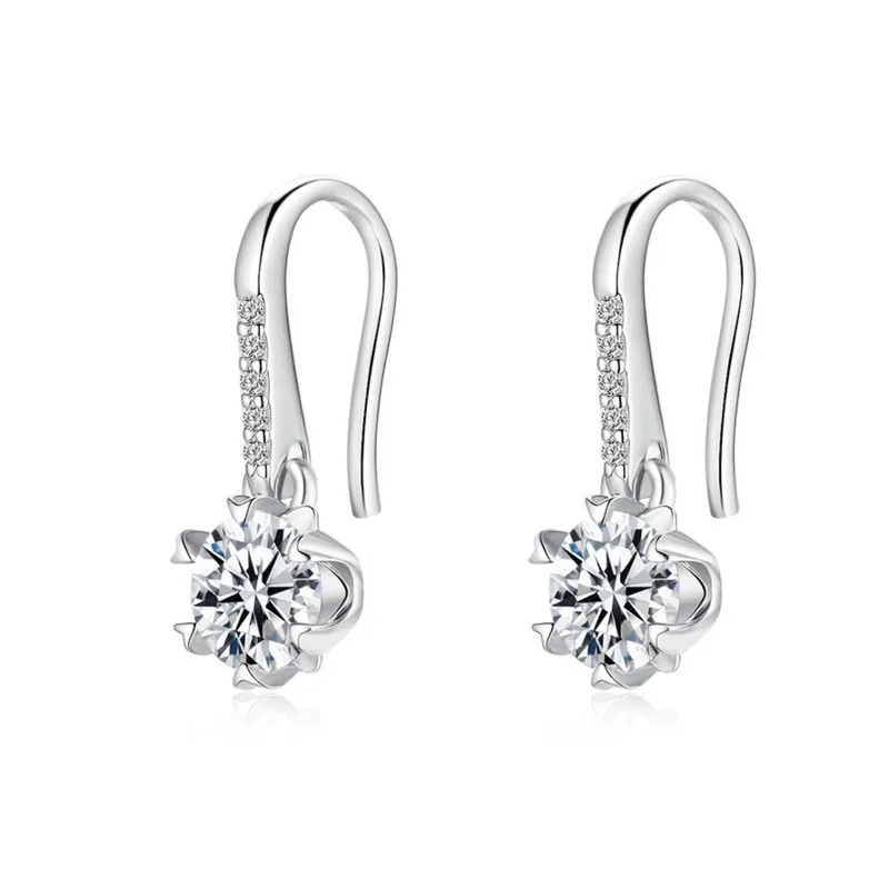 BR S925 Sterling Silver Moissanite Snowflake Stud Earrings Sparkling Hypoallergenic Jewelry
