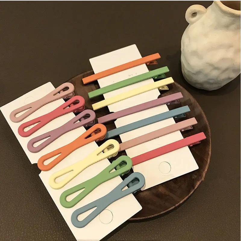 5/7pcs Cute Barrettes Girl Korean Version Hair Clip Candy Color Frosted Temperament Bang Clip Headdress Female Side Banger Clips