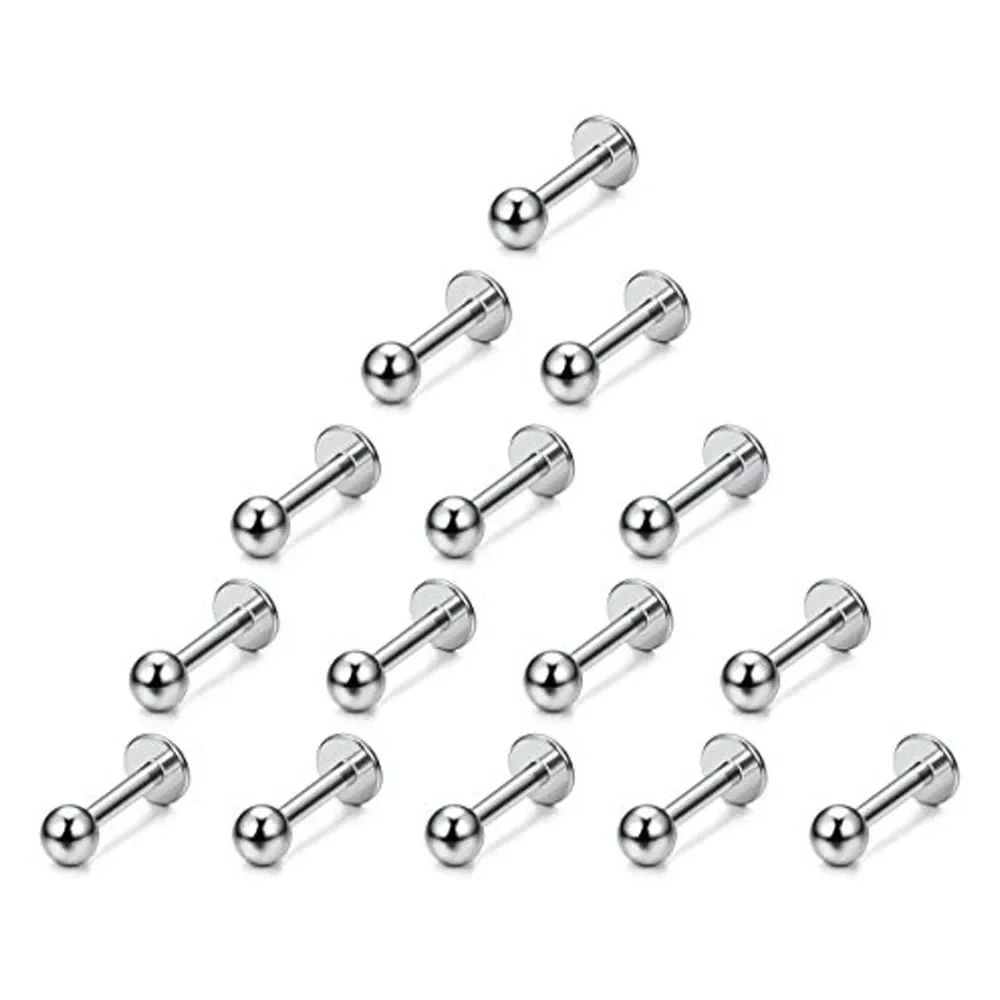 15Pcs 16G Stainless Steel Lip Rings, Labret Nose Studs Piercing Monroe Nose Studs Cartilage Tragus Helix Earring 6/8/10mm