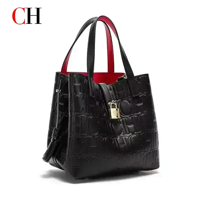

CH Fashion Embossed Tote Bag for Women Luxury Handbag Designer Style Large Capacity Shoulder Bag Daily Commute Shopper