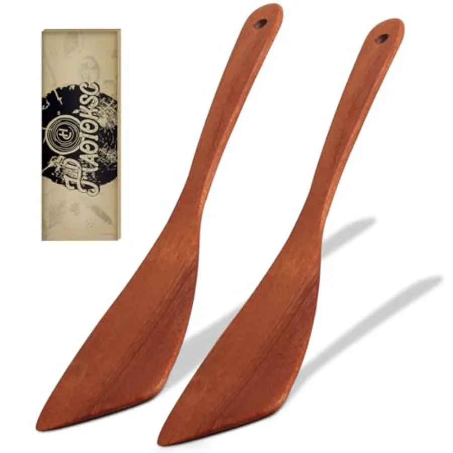 2 قطعة مجموعة ملعقة من الخشب الصلب للمقالي غير اللاصقة 12ih أداة مطبخ مريحة مع حافة منحنية أدوات يدوية للتقليب على سبيل المثال #1