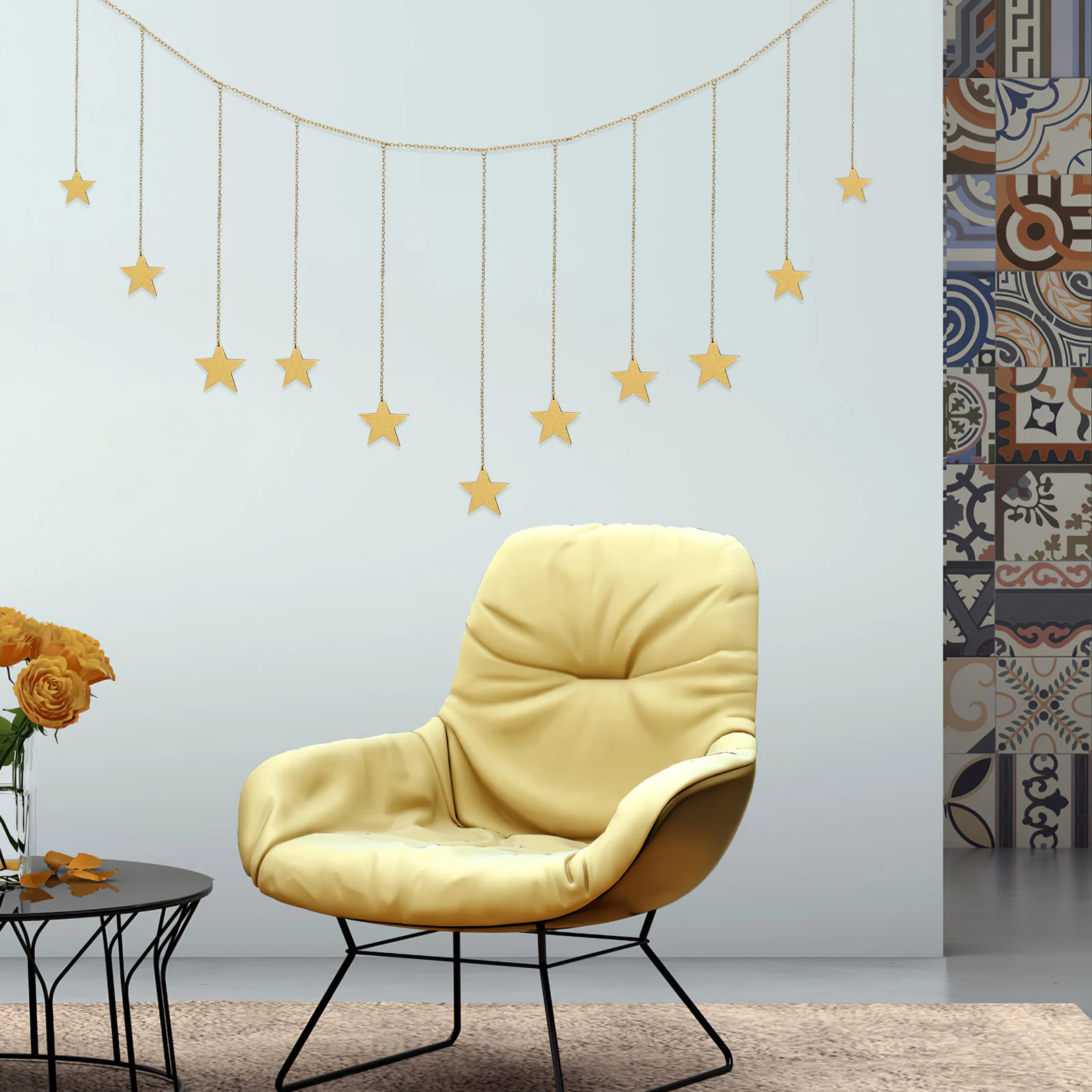 

Metal Star Decoration Unique Design Hanging for Bedroom Decorations Photo Versatile