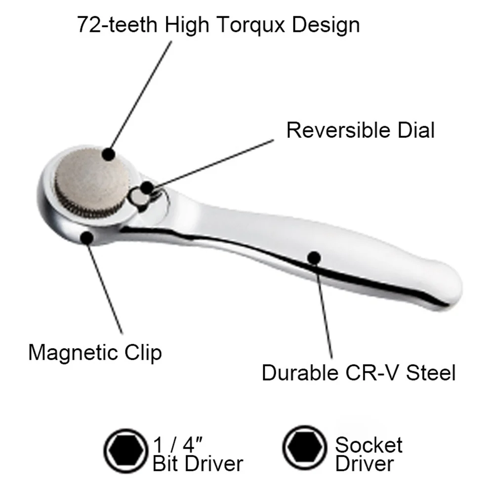 Multi Functional Front And Back Mini Socket Hex 28 In 1 72 Tooth Ratchet Wrench Screwdriver Set