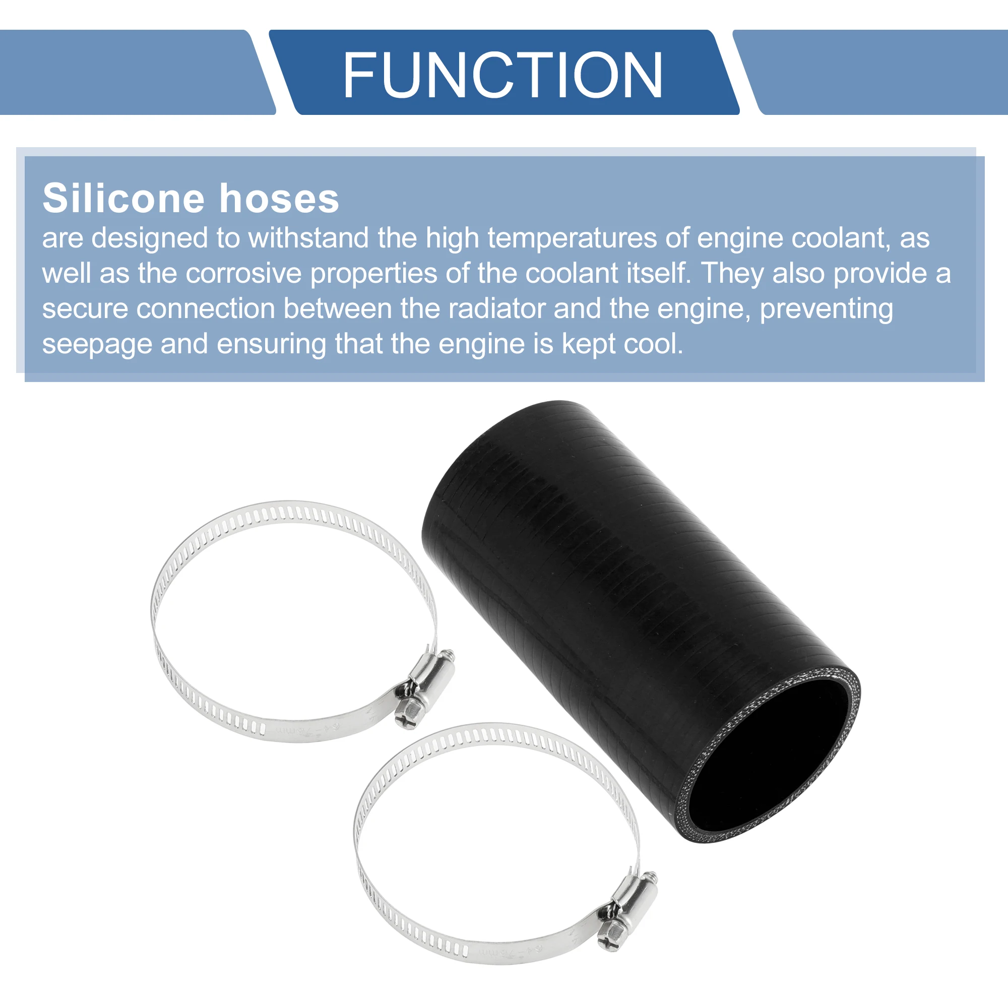 Uxcell 48/51/54/57/60/63/65/68/70/76/80/83/90/102/127/152mm id 127mm longo 0 graus mangueira refrigerante de silicone para carro com braçadeiras pretas