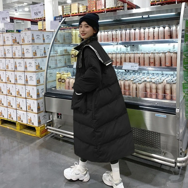 Green Fashionable Comfortable Medium Long Down Jacket Women's Winter 2025 New College Style White Duck Down High Street Coat