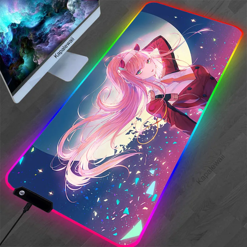 

Darling In The Franxx Pc Gamer Gaming Decoration Rgb Backlit XXL MousePads Led Light Accessories Mouse Mat Computer Mouse Carpet