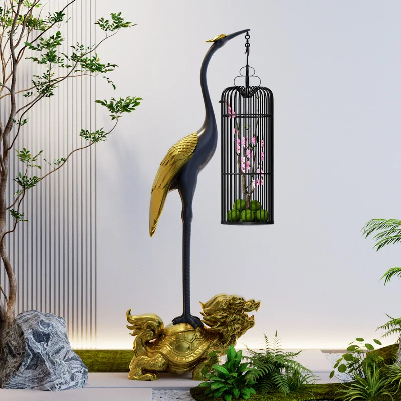 CX New Chinese Crane Sculpture Zen Floor Ornament Garden Landscape Ornament