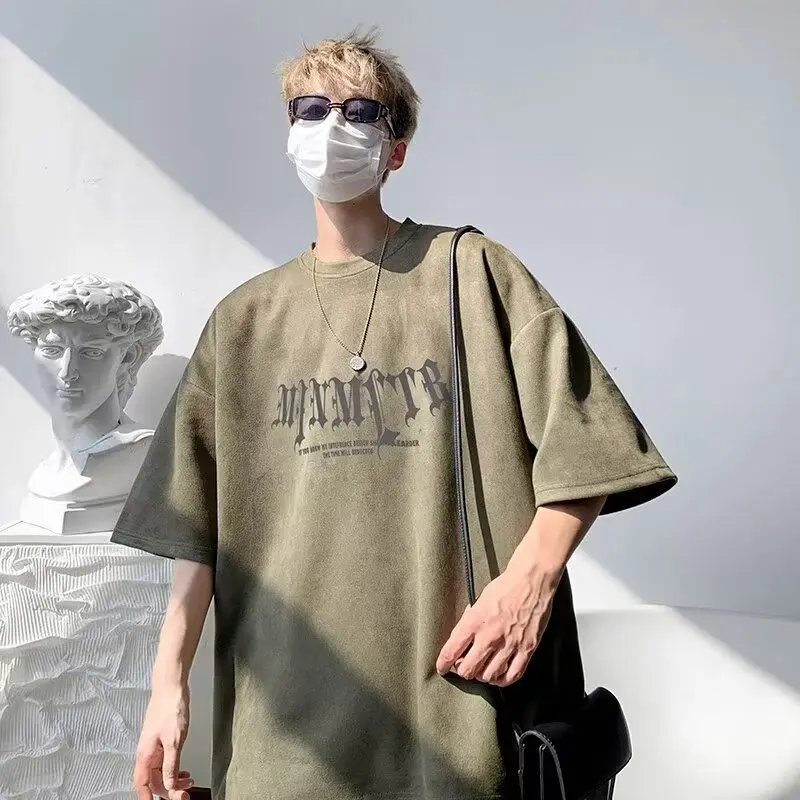 男性と女性のためのパーソナライズされたプリントTシャツ,ラウンドネック,半袖,ルーズ,ヴィンテージ,カジュアル,アメリカン,ヒップホップ,トレンディ,ハイストリート