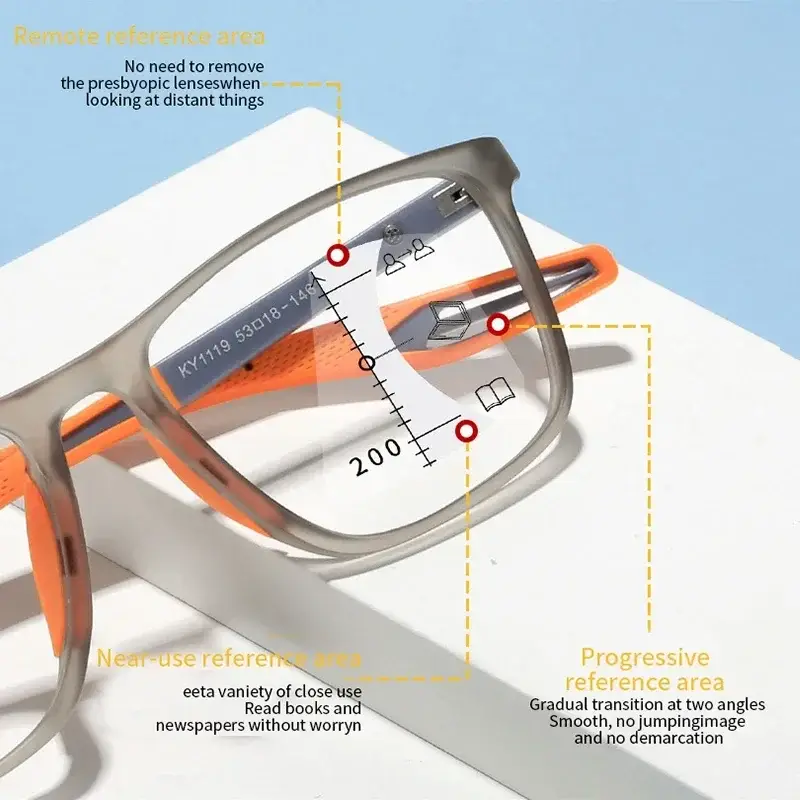 TR90 Anti-blue Light Multifocal Reading Glasses Men Women Progressive Near Far Eyewear Ultralight Sports Farsight Eyeglasses - Image 3
