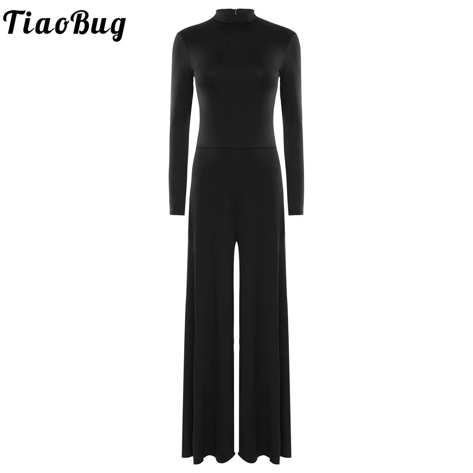 

Women One Piece Liturgical Praise Dance Dresses Long Sleeve Worship Church Costume Solid Color Jumpsuit Romper Ceremony Prom