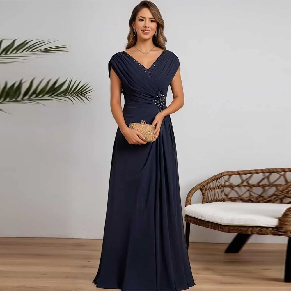 

Customized Elegant Mother of The Bride Dresses for Women 2025 Long Beaded Chiffon Formal Wedding Guest Dress for Evening Party