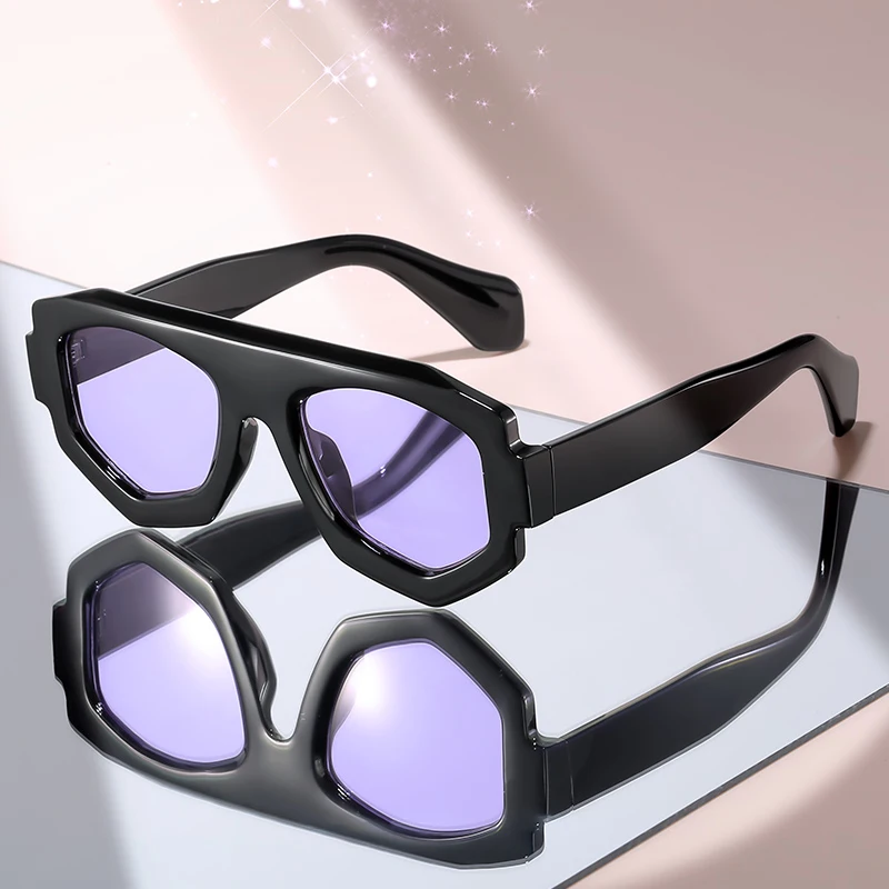 New Bold Geometric Aviator Sunglasses, Thick Frame, UV400 Protection, Statement Piece for Streetwear & Casual Outfits