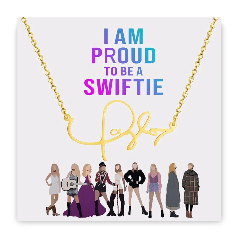 Stainless Steel Necklace Swiftie Signature Gold Plated Color Jewelry Concert Accessories Fan Girlfriend Surprised Gift