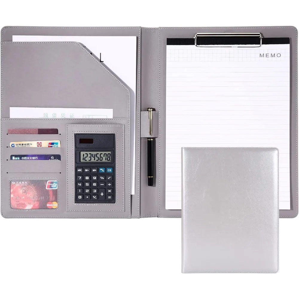 

Portfolio Case,Leather Portfolio Folder Organizer, Resume/Conference Document Executive Organizer with A4 Size Clipboard,Busines