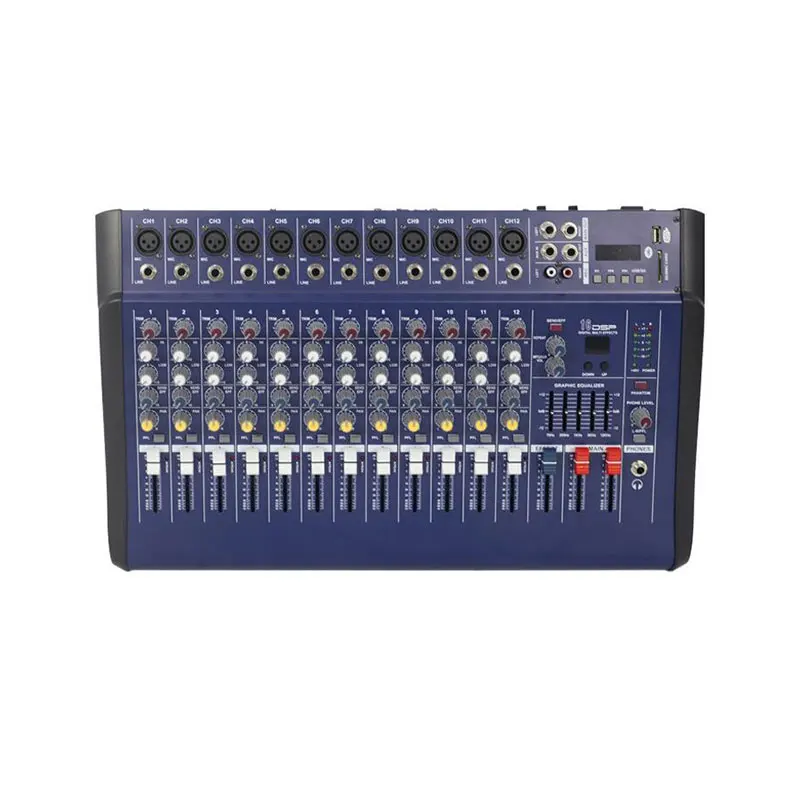

PMX1202D-USB 12-Channel Audio Mixer with Power Amplifier Built-in 16 DSP Reverb Presets