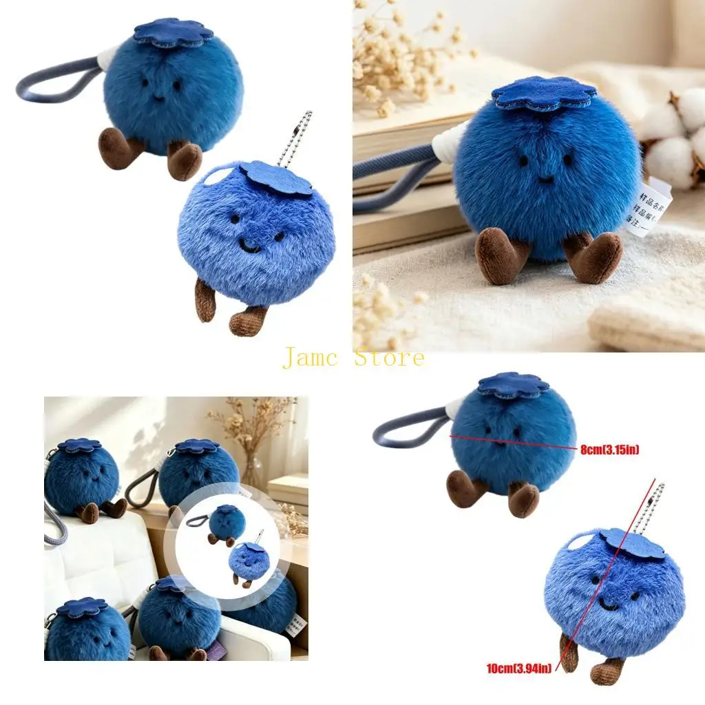 LX0B Cartoon Fruit Plush Holder Keychain Bag Charm Pendant Hanging Ornament