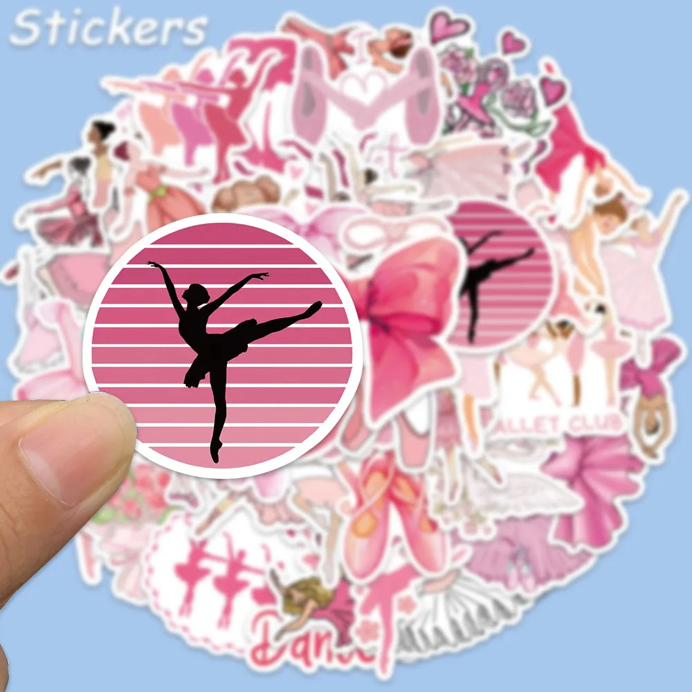 Imagem -05 - Elegante Ballet Adesivo para Laptop Decalques Graffiti Adesivos Impermeáveis Bagagem Copo de Água Notebook Jukebox Saia Ballet Rosa 50 Pcs