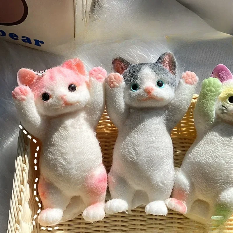 Cat Stress Relief Decor Taba Shocked Kitten Fidget Doll Soft Squeeze Plush for Pet Lovers Home Office Decor