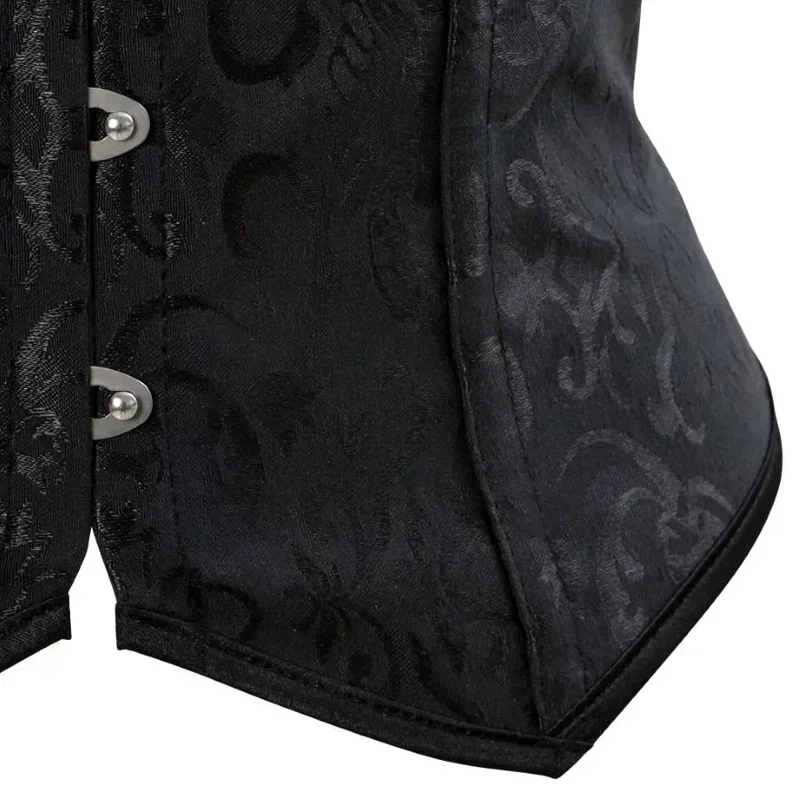 مشد تحت الصدر سترة المرأة القوطية المشدات المزودة بأشرطة الكتف التخسيس حجم كبير الجاكار ملابس داخلية أسود Wh @ 0Z *