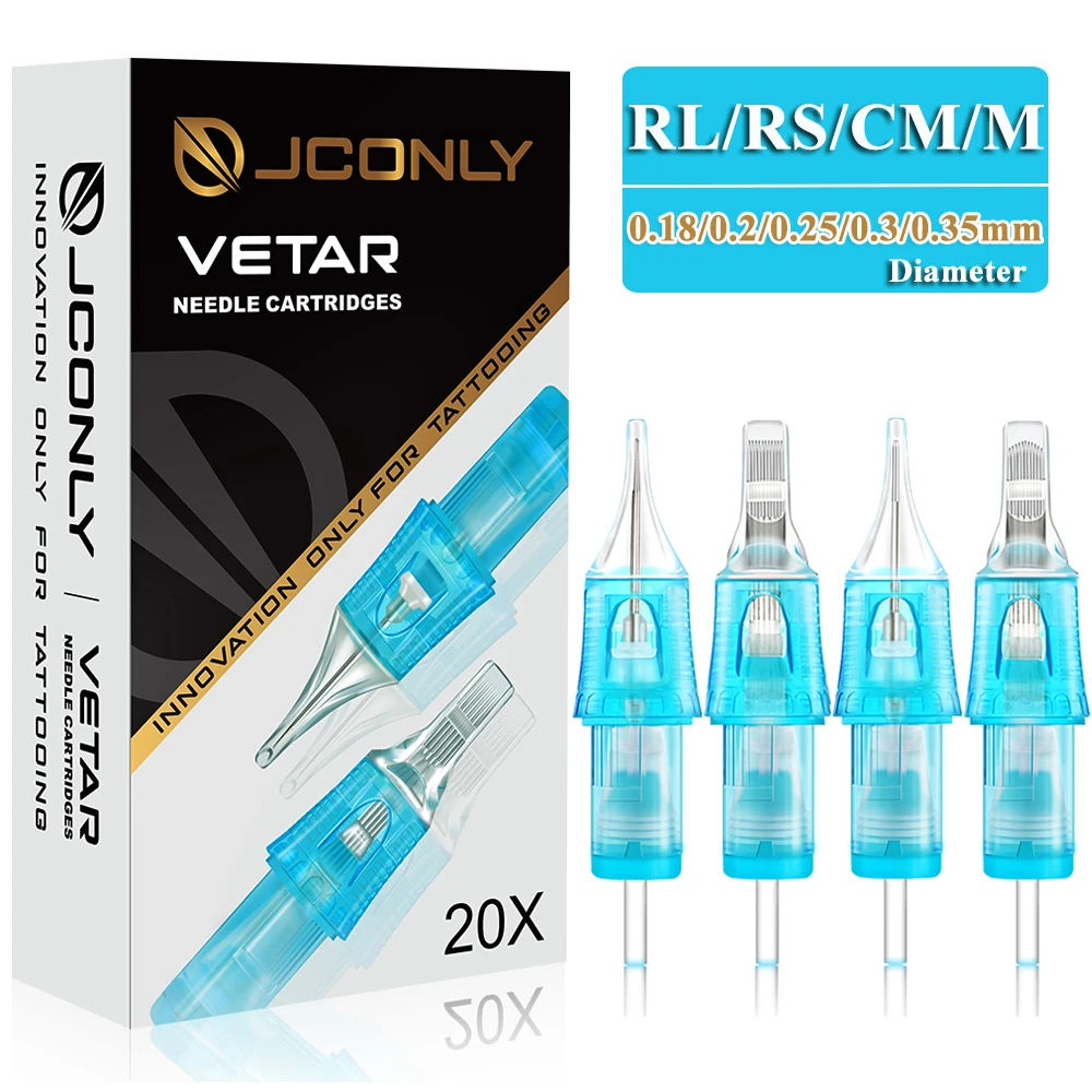 

JCONLY VETAR Tattoo Cartridge Needle 20/10pcs Sterilized Tattoo Needles RL/RS/CM/M1 Universal Tattoo Cartridges for Tattoo Pen