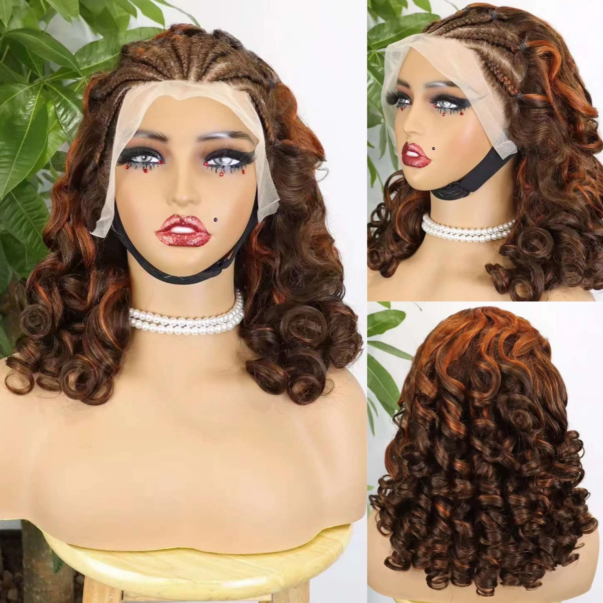 250% Density Loose Wave Remy Human Hair Wig 4-350 Color 13x4 Lace Frontal Cornrow Braided Wig Loose Fumi Curly HD Lace Braid Wig