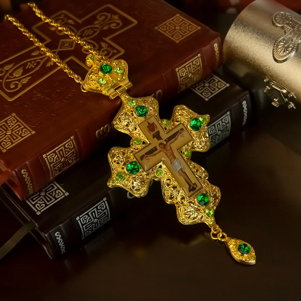 HTISOK Religiöses griechisch-orthodoxes Kirchen-Brustkreuz mit Hohlmuster für die Ordination von Priestern – Detail 4