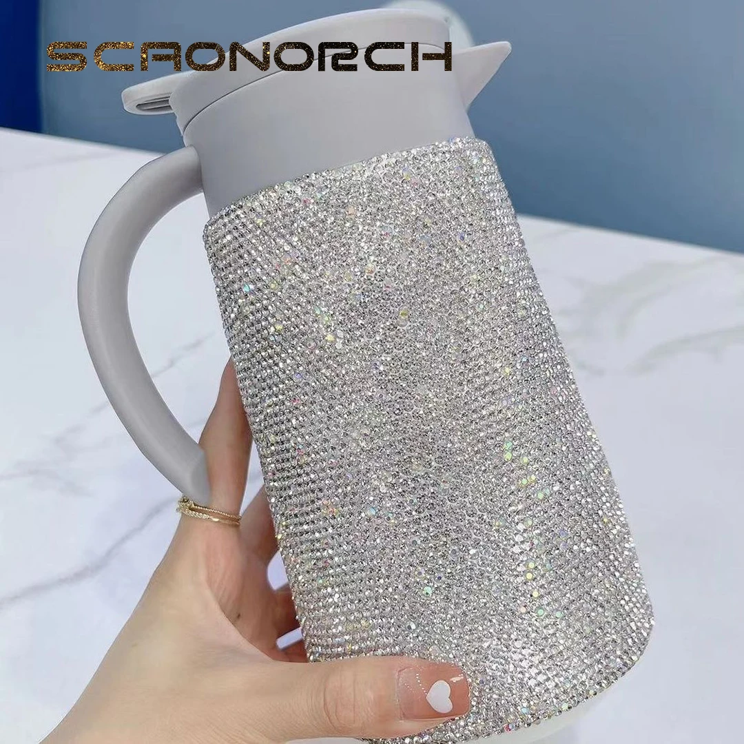 SCAONORCH 800ML Thermos Bottle Insulated Coffee Pot Vacuum Flasks Kettle Tea Jug Bling Water Bottle Double Wall Stainless Steel