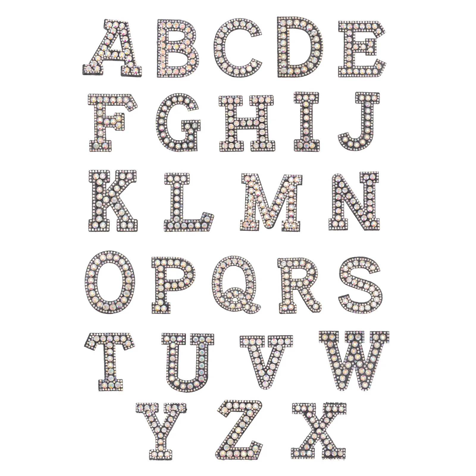 

26pcs Rhinestone Patches Non woven Fabric Decorative Alphabet Appliques DIY Repair Clothing Bag Accessories Elastic B