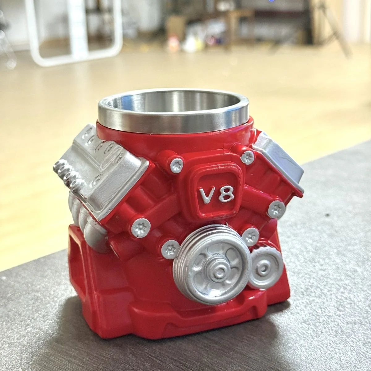 

Stainless Steel Coffee Mug with V8 Engine Design - Funny Resin Water Cup V6 Engine Wine Glass - Creative Kitchen Water Container
