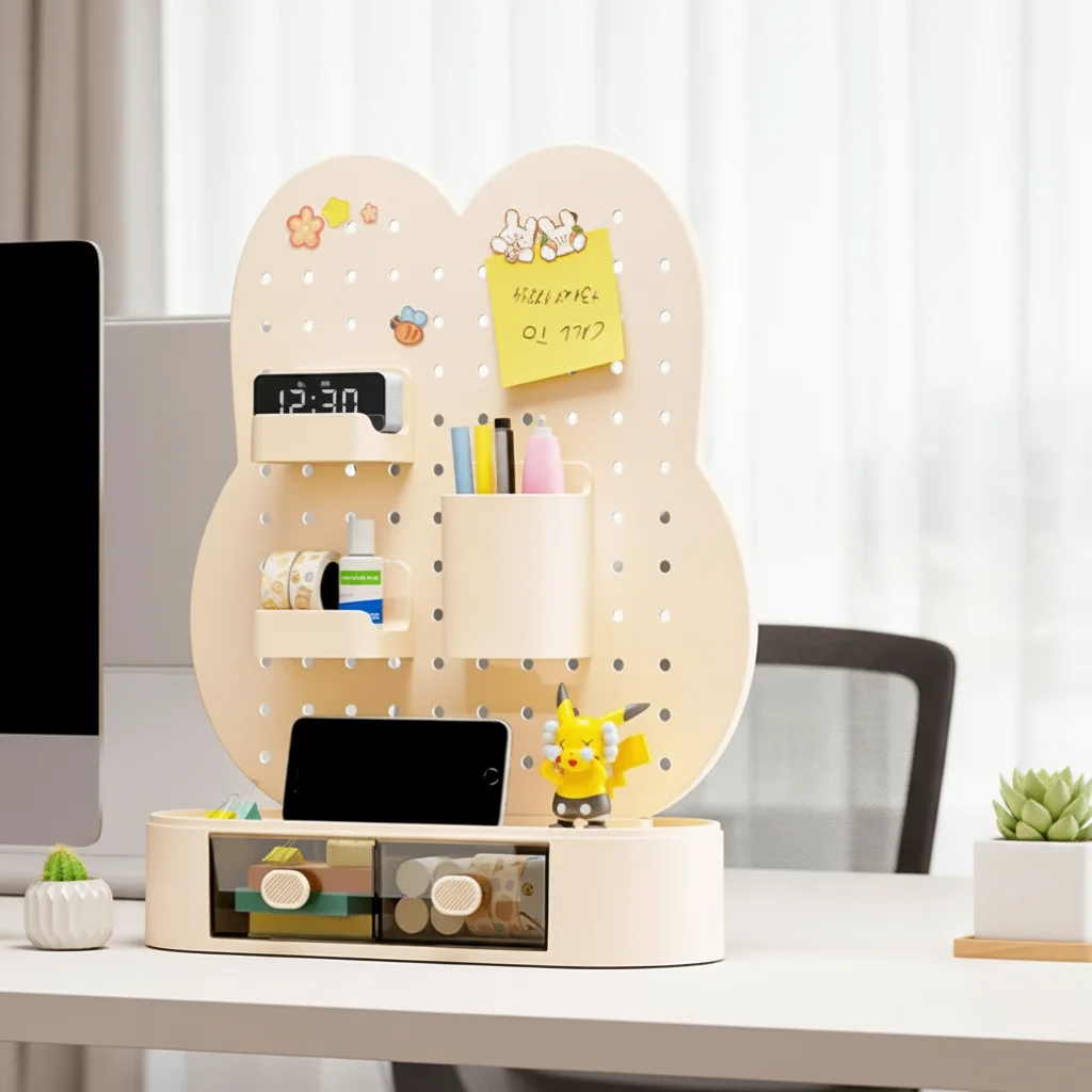 Desktop Hole Board Storage Rack Jewelry Storage Box Student Desk Pen Holder Stationery Drawer Storage Box Office Table Shelf