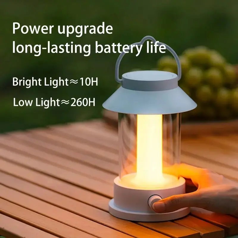 Retro Draagbare Camping Lantaarn 10000Mah Outdoor Kerosine Vintage Kamp Lamp 3 Verlichting Modes Tent Licht Voor Wandelen Klimmen Yard