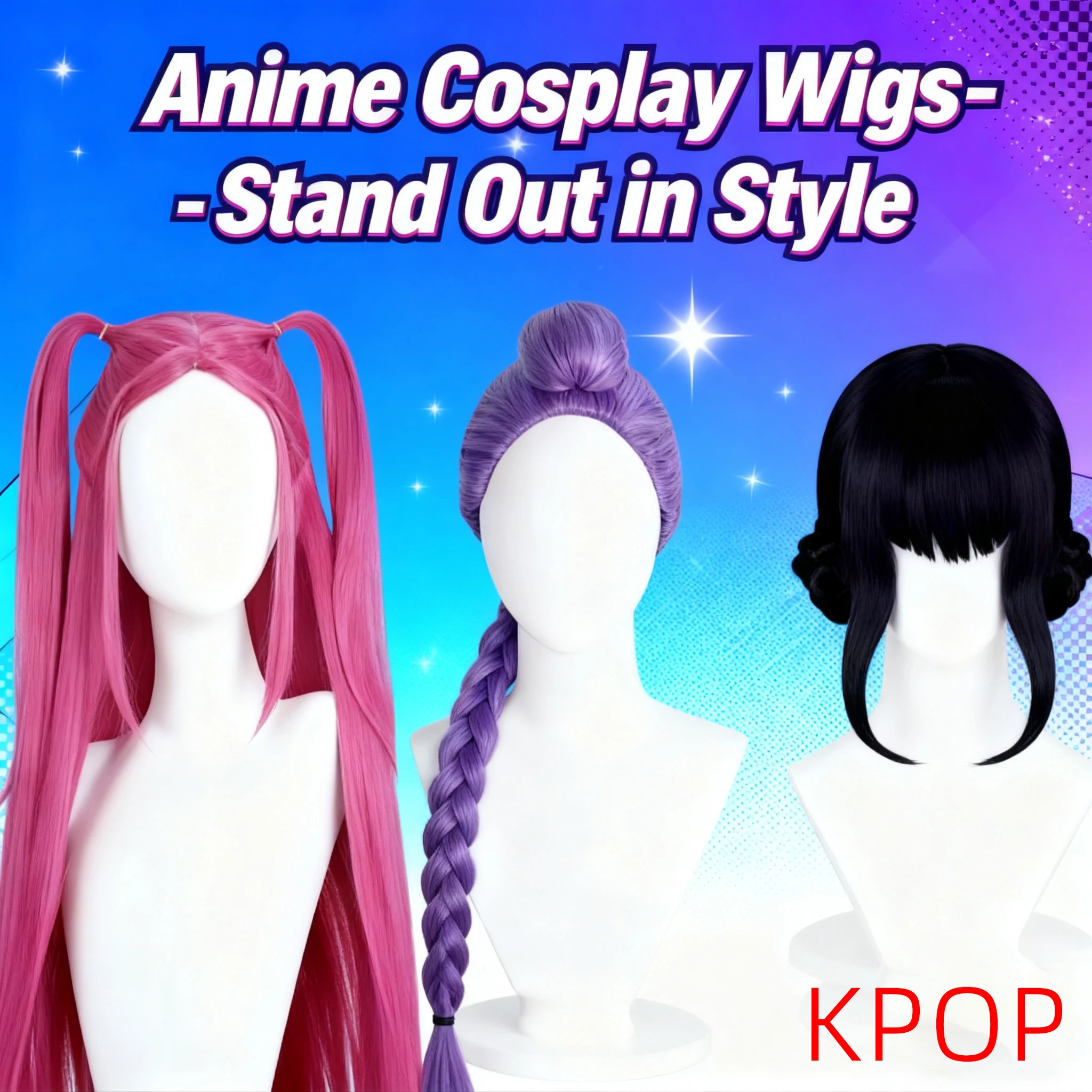 

Heat Resistant Synthetic Cosplay Wig Anime Style Long Hair for Demon Huntress Look (Rumi Mira Zoey Inspired) + Free Wig Cap
