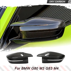 Car Rear View Mirror Covers For BMW 3 4 Series G80 M3 G83 M4 2021 2022 Side Mirror Caps Covers Shell Dry Carbon Fiber ABS LHD