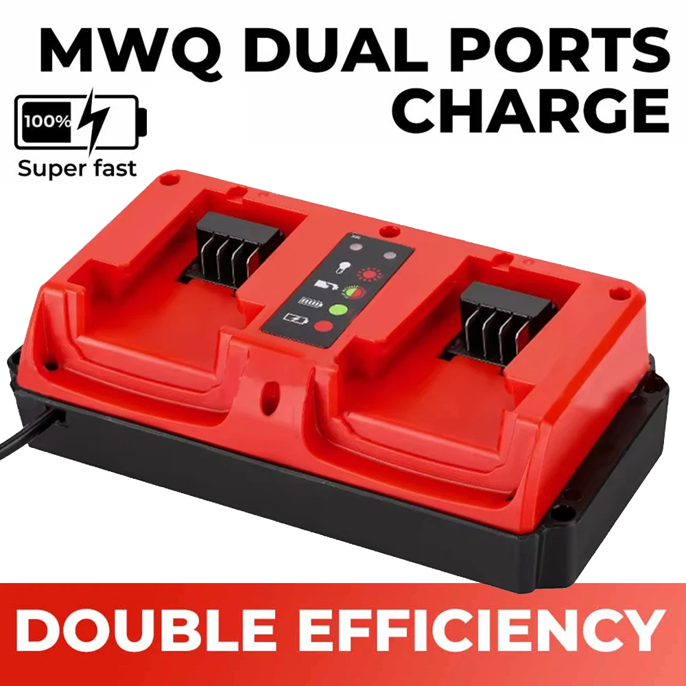 

Rapid Battery Charger Replacement for Milwaukee 18V Lithium Battery Dual Port 90W Multi-Voltage Lithium-Ion Fast Charger