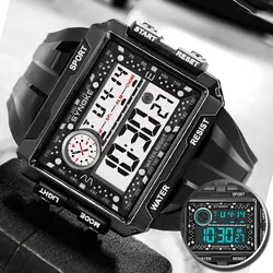 SYNOKE 50m Big Dial Men Digital Watches Army Military Watch Electronic Sports Male Wristwatch 50M Waterproof Multifunction Clock