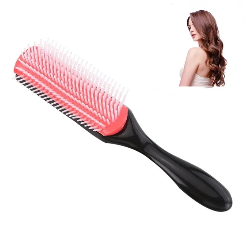 9-Rows Women Men Scalp Massager Salon Detangling Hair Brush Denman Detangler Hairbrush Straight Curly Wet Hair Combs  Accessorie