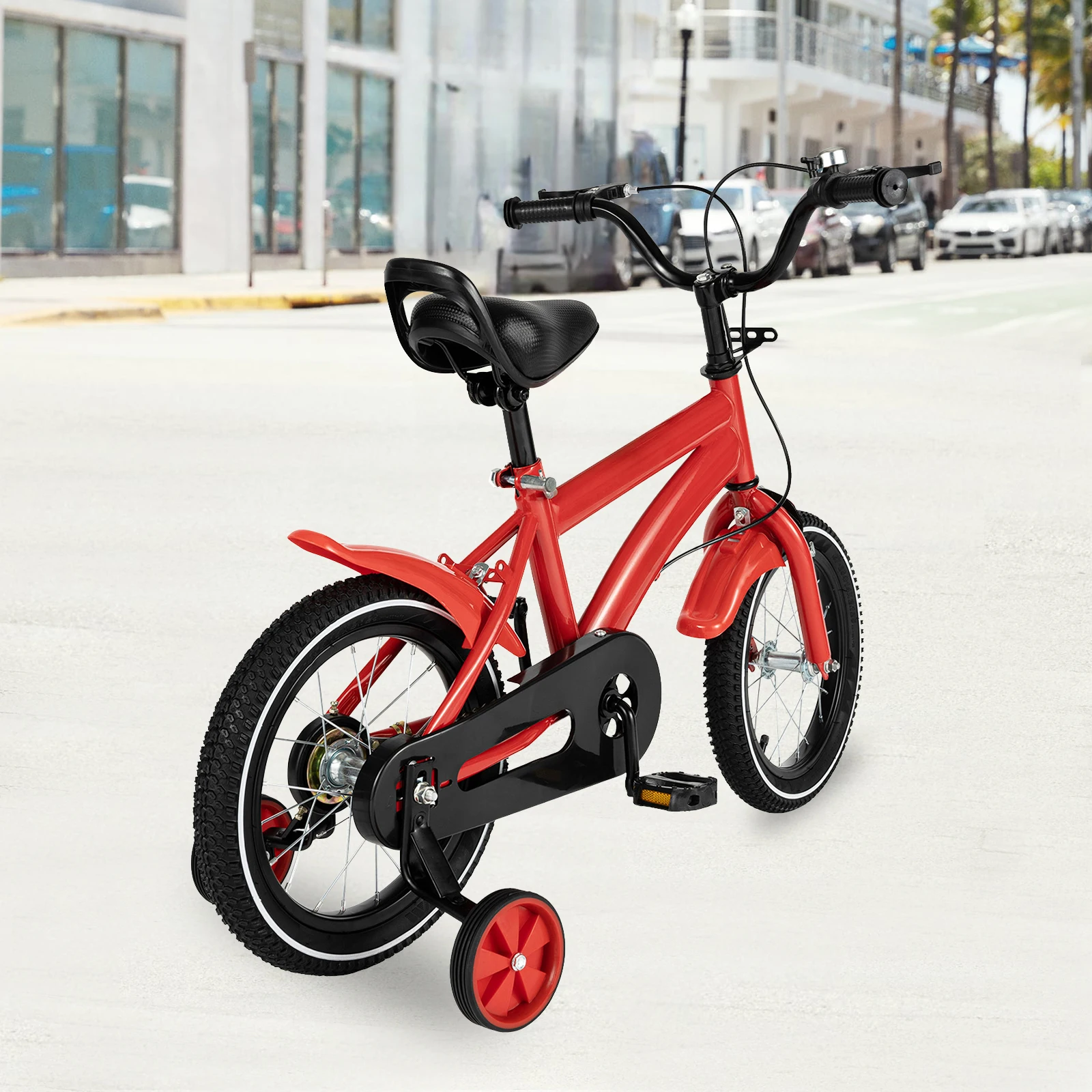 

14-дюймовый красный детский велосипед с тренировочными колесами, регулируемое сиденье, двойные тормоза, детский обучающий велосипед, балансировочный велосипед, упражнения для малышей