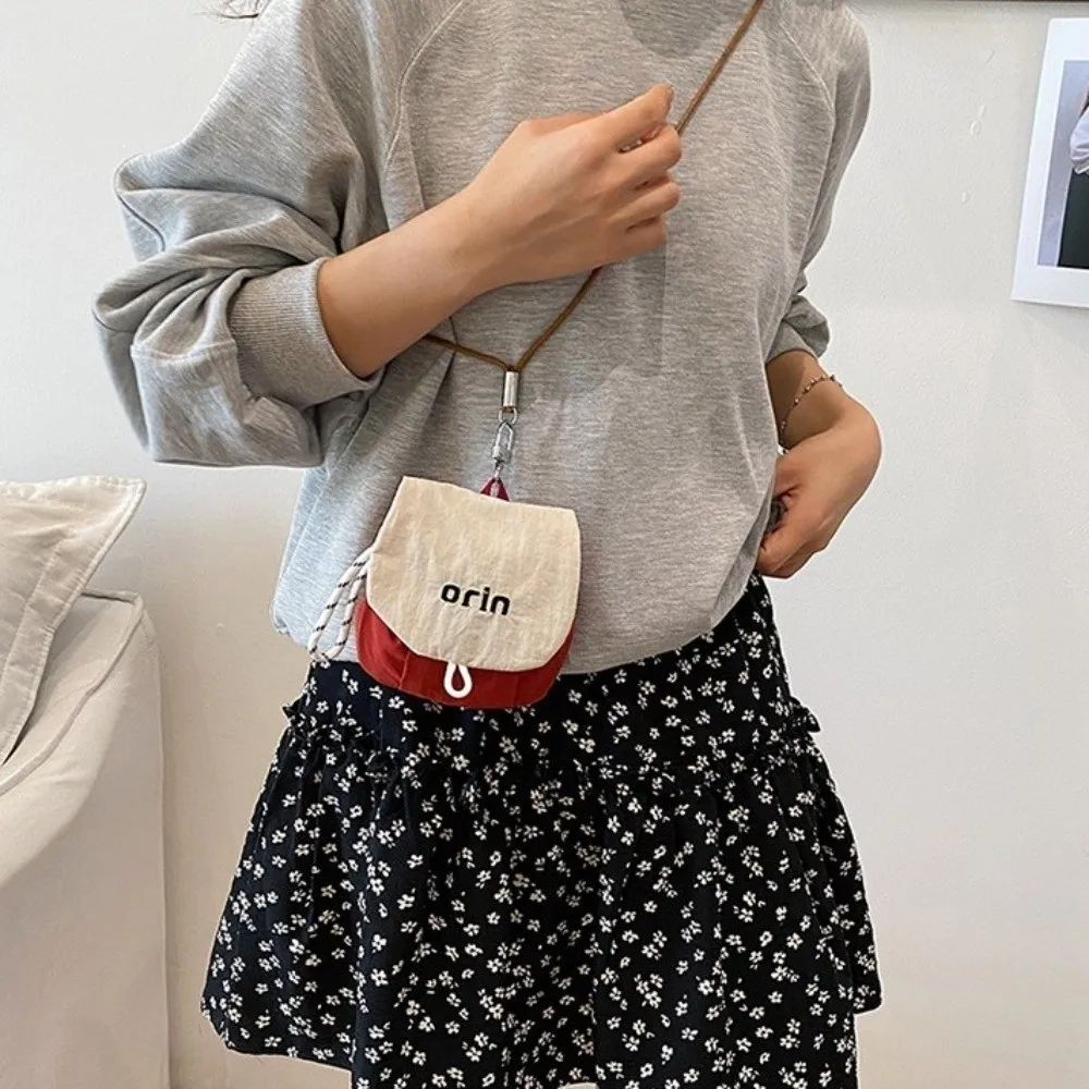 Lustige Stoff Hals Hängen Tasche Mini Kontrast Farbe Kinder Geldbörse Flip Kopfhörer Tasche Kleine Artikel Tasche Geschenk