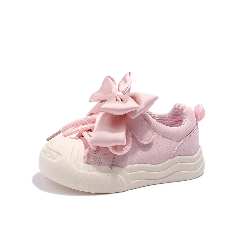 2024 Sneakers per bambini per ragazze scuola scarpe sportive Casual per bambini moda bambini scarpe da Tennis fondo spesso Bowknot antiscivolo