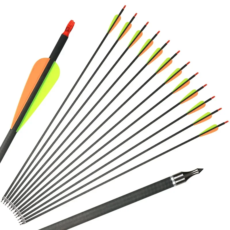 32'' Mixed Carbon Arrows Spine 400 Hunting Arrows for Compound/Recurve Bow Shooting Practice