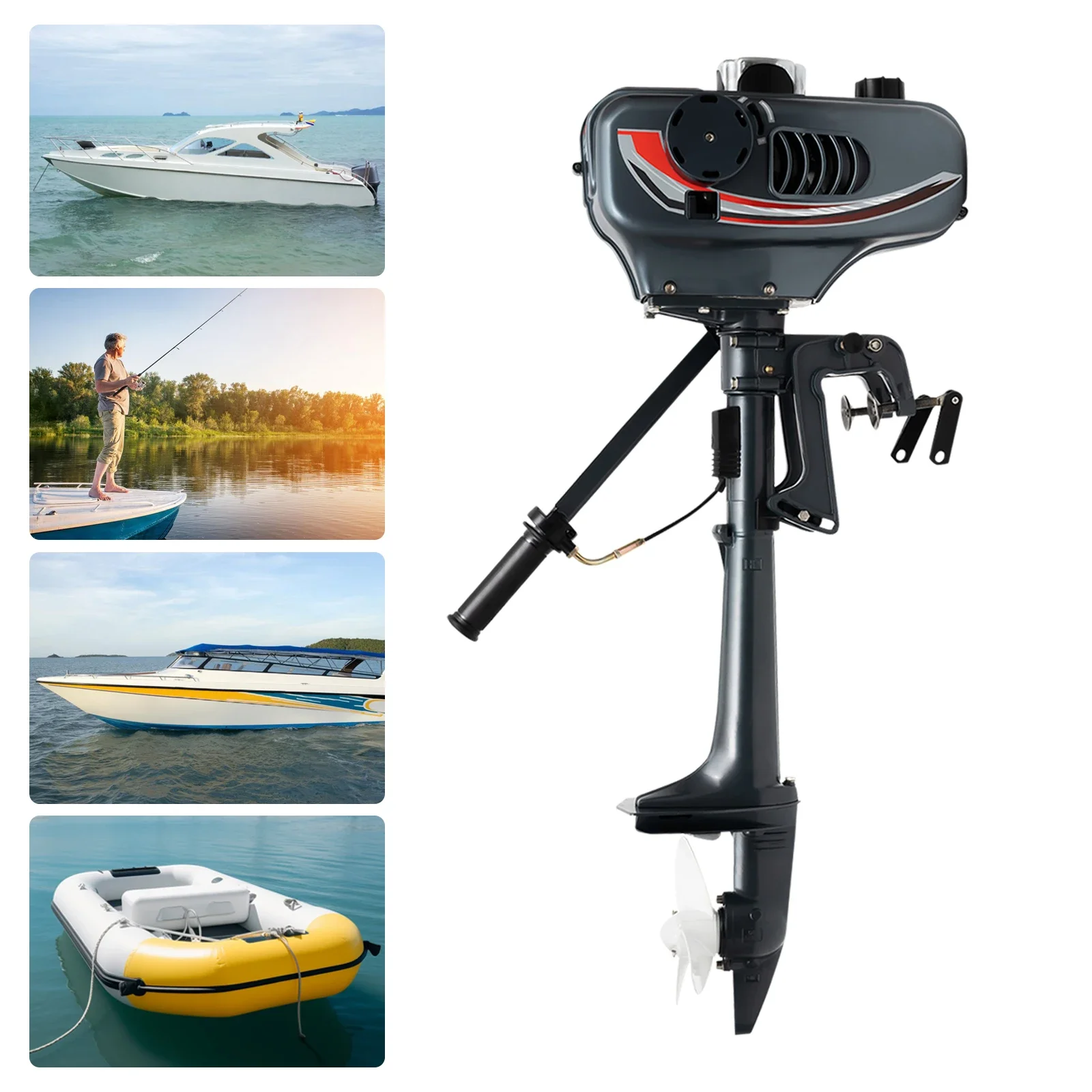 

Двухтактный лодочный мотор 49 куб. см, 3,5 л.с., с CDI зажиганием, частичное водяное охлаждение, частичное воздушное охлаждение, для транцев высотой до 16,53 дюйма