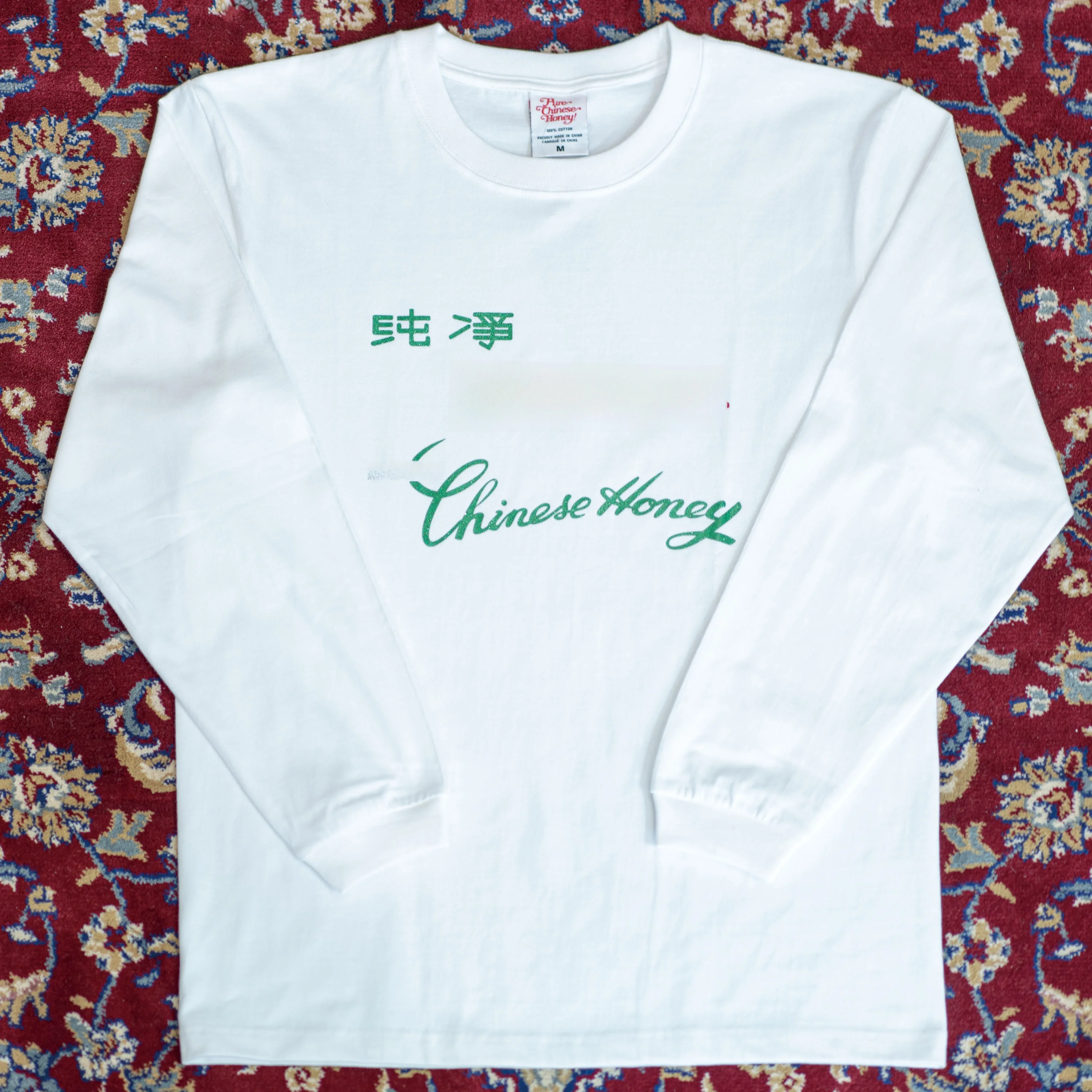 

Pure Chinese Honey Long Sve T-irt Sweet Heart Street Sle Hip Hop round Ne Loose Fit Cotton Women's Faion
