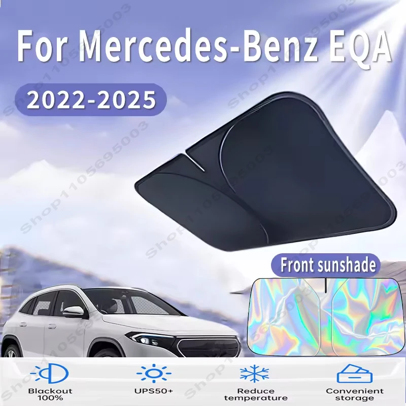 Front Windshield Sun Shade For Mercedes-Benz EQA 2022~2025 Custom Fit Foldable UV Reflective Sun Heat Protection Car Interior