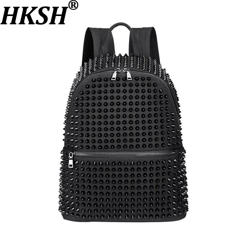 hksh-2025-new-women-canvas-backpack-heavy-craft-rivet-large-capacity-interior-zipper-pocket-high-end-korean-punk-ins-bag-hk12403