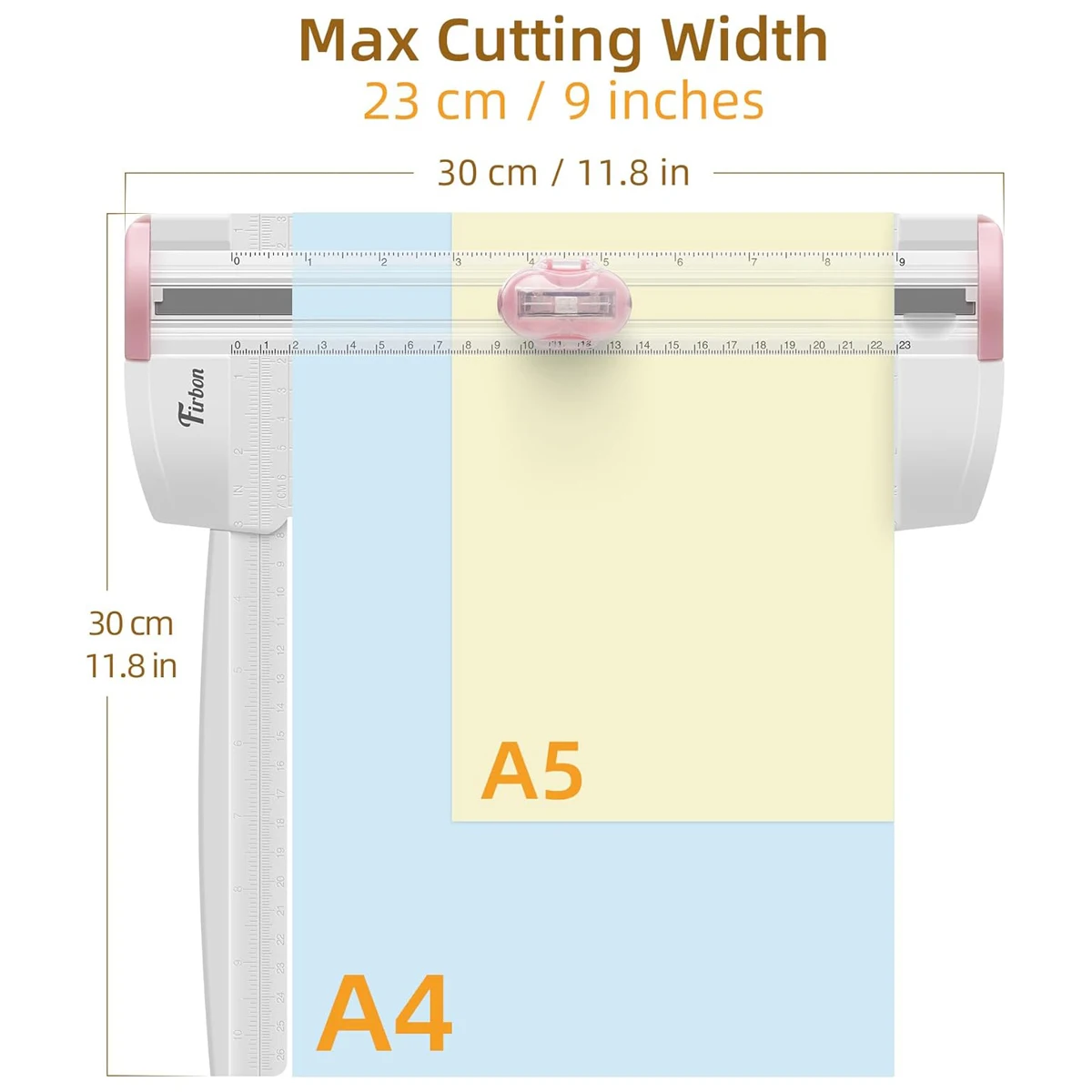 قاطعة ورق 3 في 1 بشفرة مستقيمة وشفرة تجعد وشفرة ثقب، قاطعة A5 مقاس 9 بوصة - مدمجة ومحمولة (وردي) #2