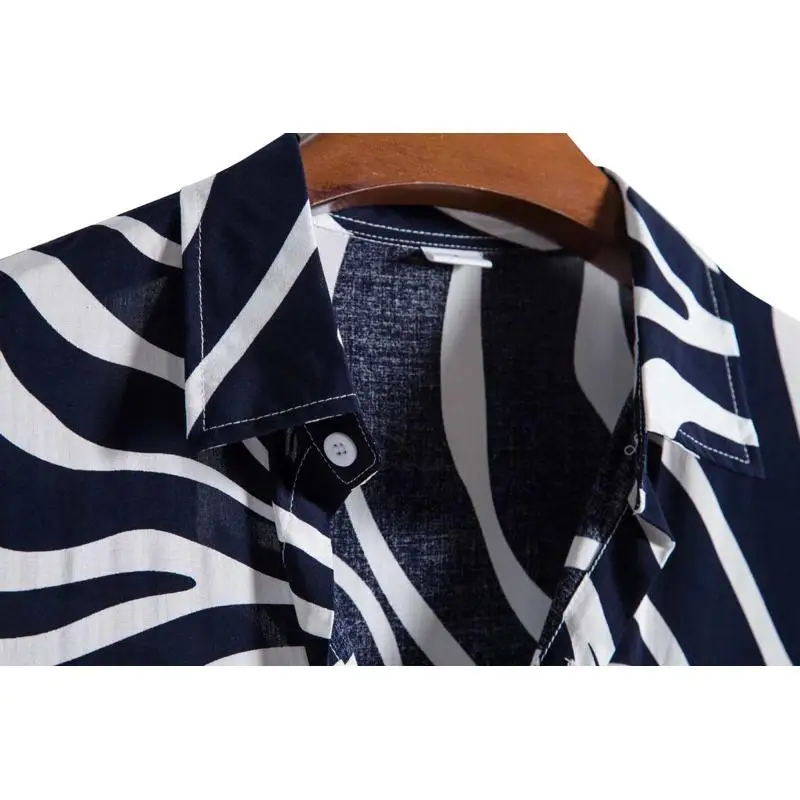 

Faionable Striped Print ort Sve Men's irt Youthful ular Loose Fit oulder-Length Cotton Blend Summer irt