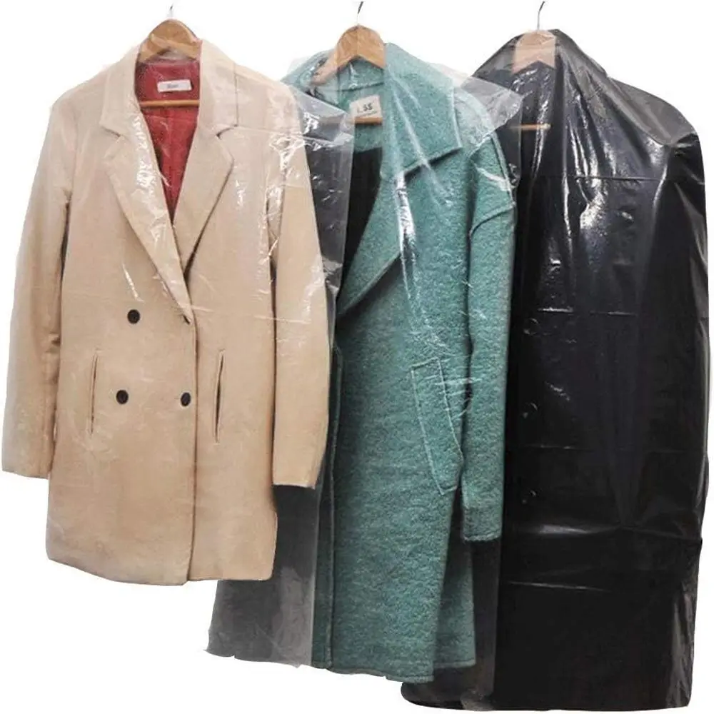 

80-Pack Clear Plastic Hanging Dust Covers for Clothes