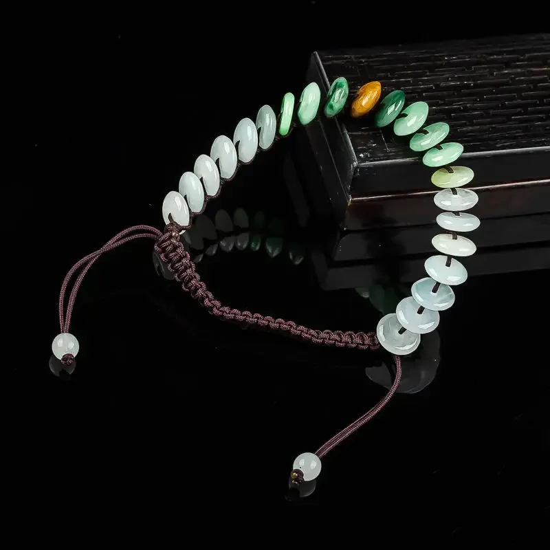 Myanmar Imitation Jade Tri-color Adjustable Bracelet Men's and Women's Safe Buckle Woven Personalized Design Couple Hand Rope